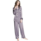 Women Silk Pajamas Set Long Sleeve Two-piece Pure Silk PJ Set - DIANASILK